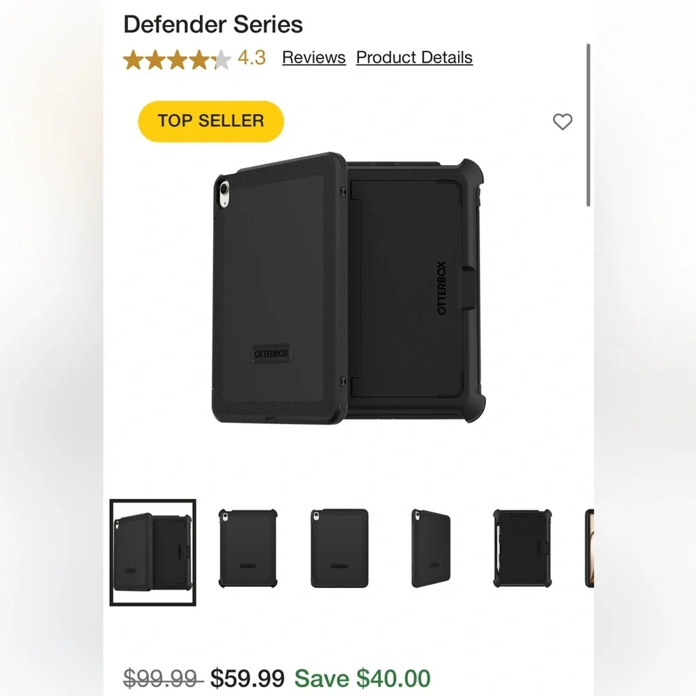 OtterBox Defender Series Black Case for iPad Air